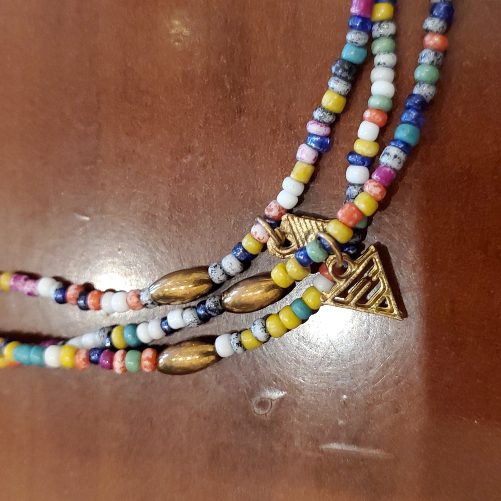 Long Multicolor Seed Bead Necklace